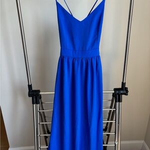 Elegant Blue Open Back Dress